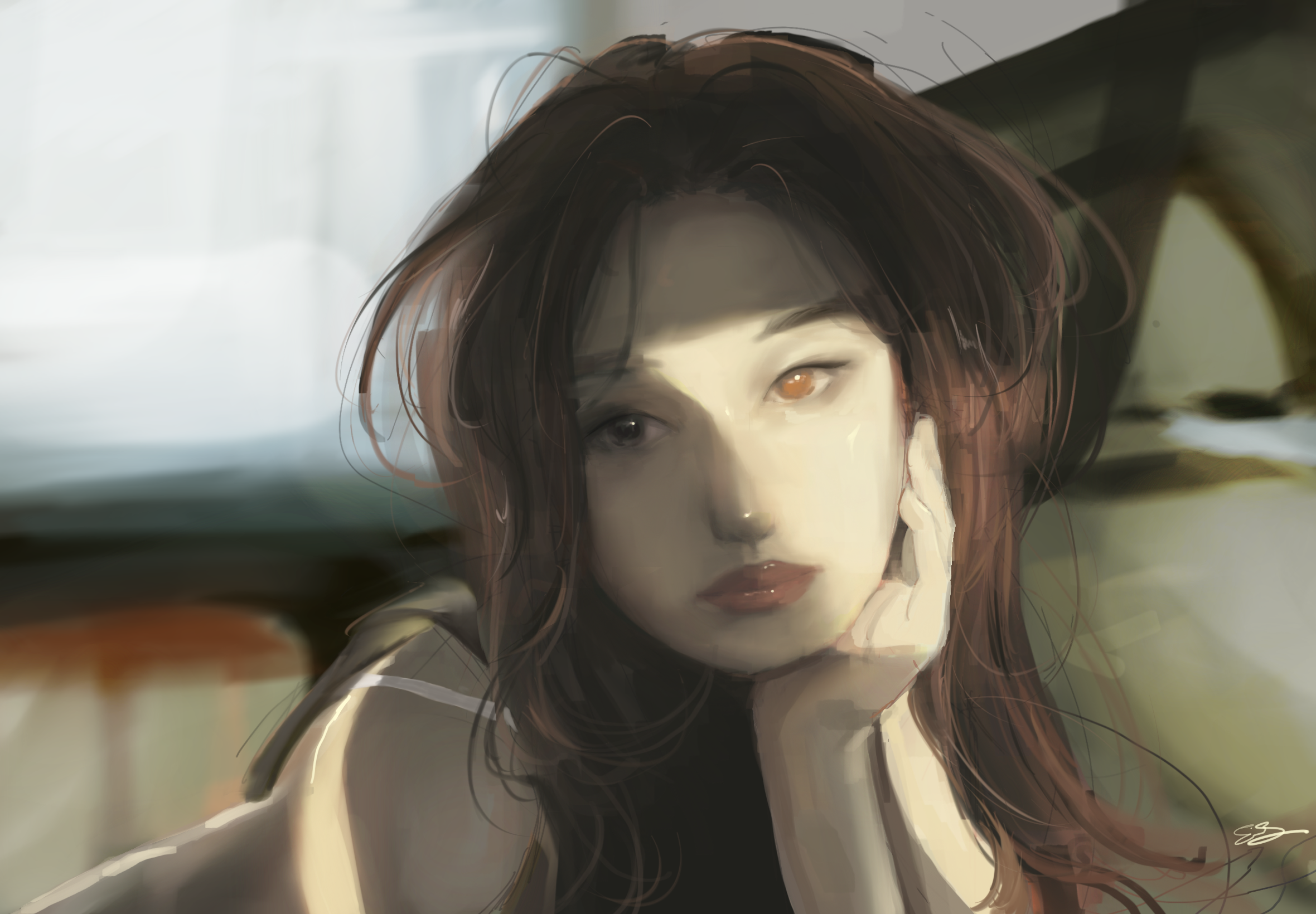 Procreate illustration of girl in car